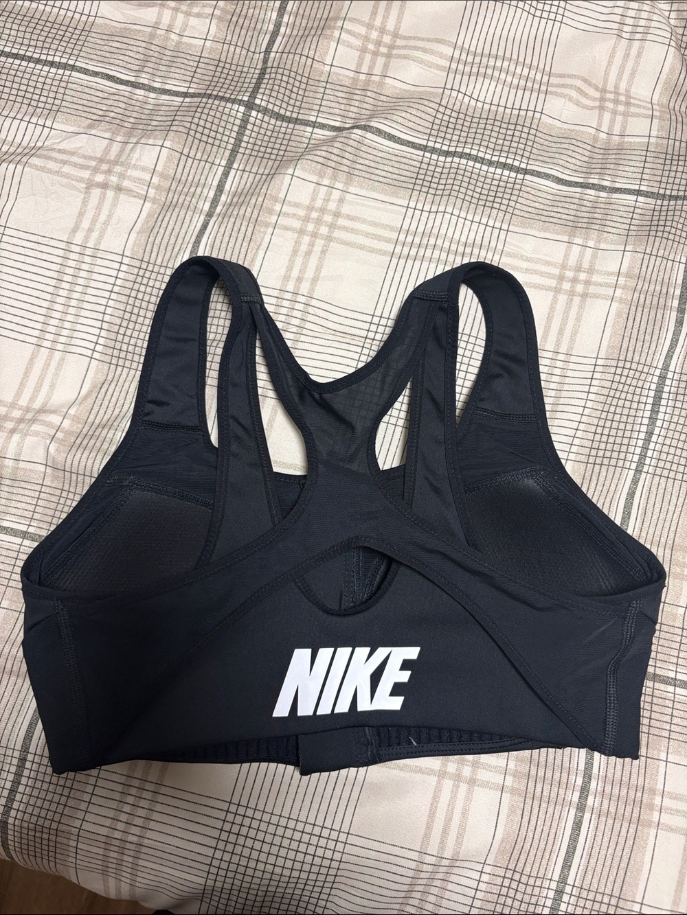 Nike Black Racerback Sports Bra with White Logo